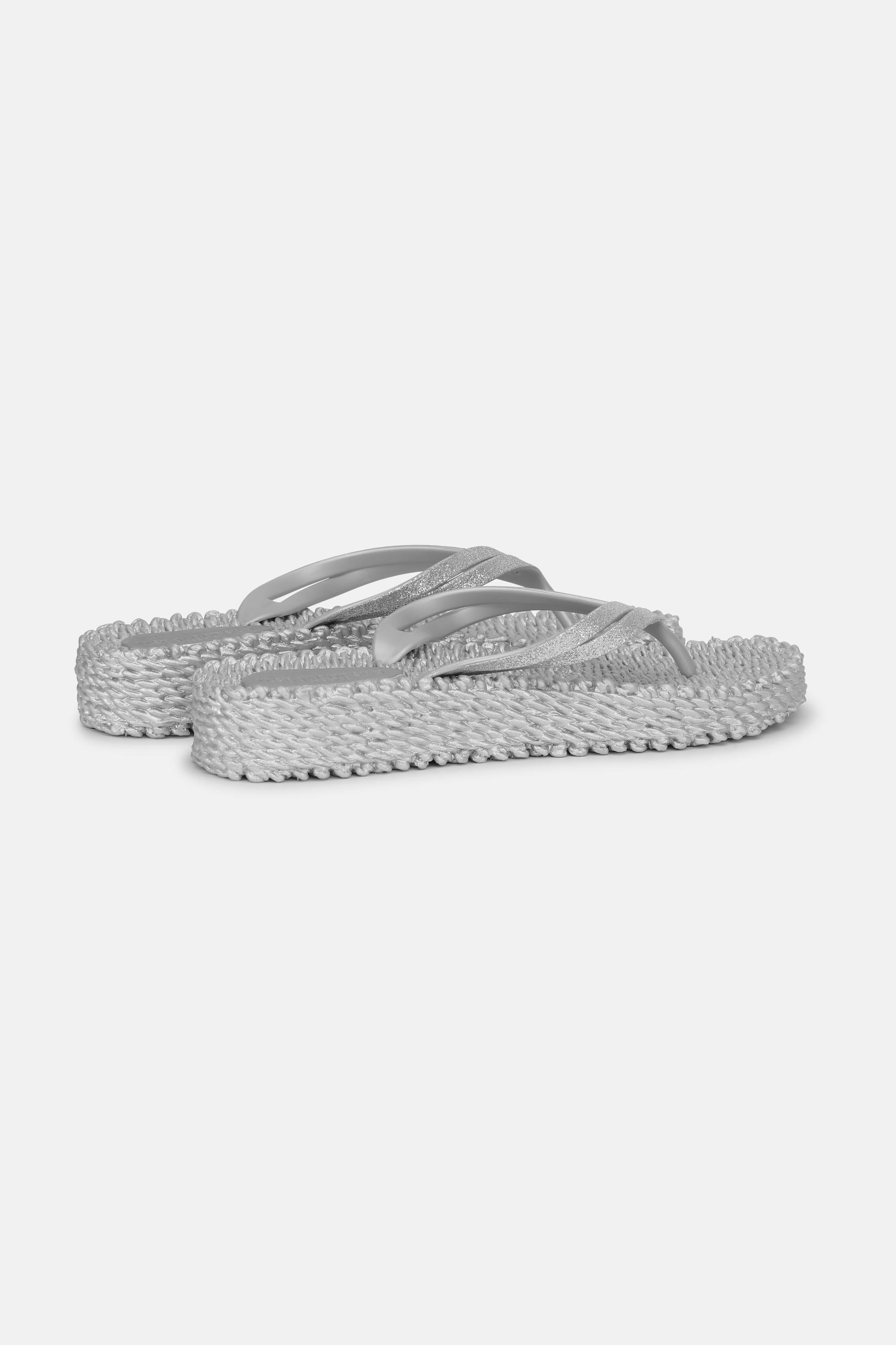 Platform Flip-flops Glitter - Silver